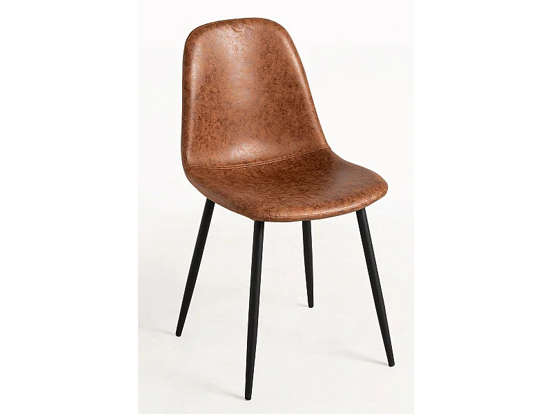 Sillas Comedor - Silla Black Teok Polipiel Vintage - Camel Vintage