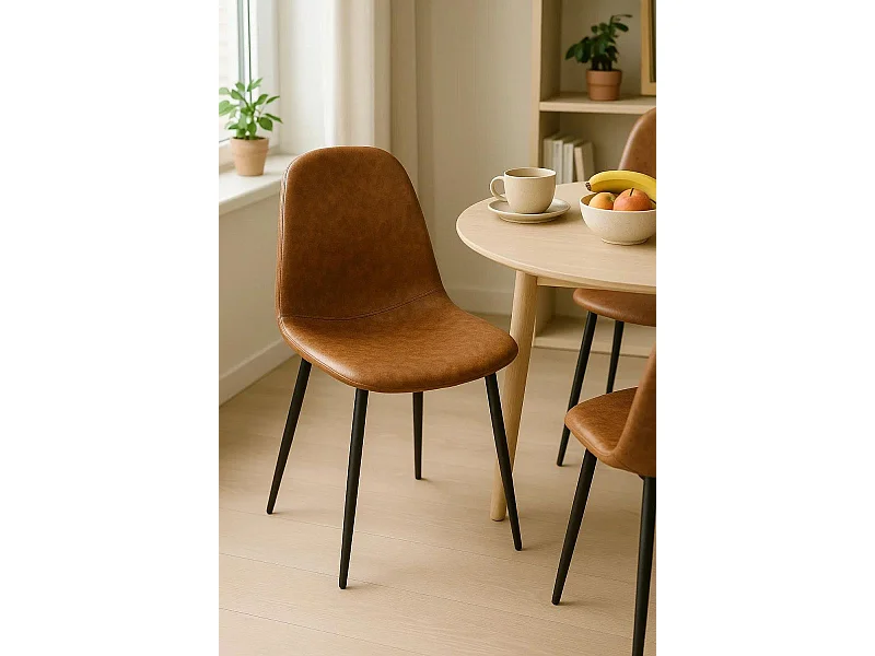 Sillas Comedor - Silla Black Teok Polipiel Vintage - Camel Vintage