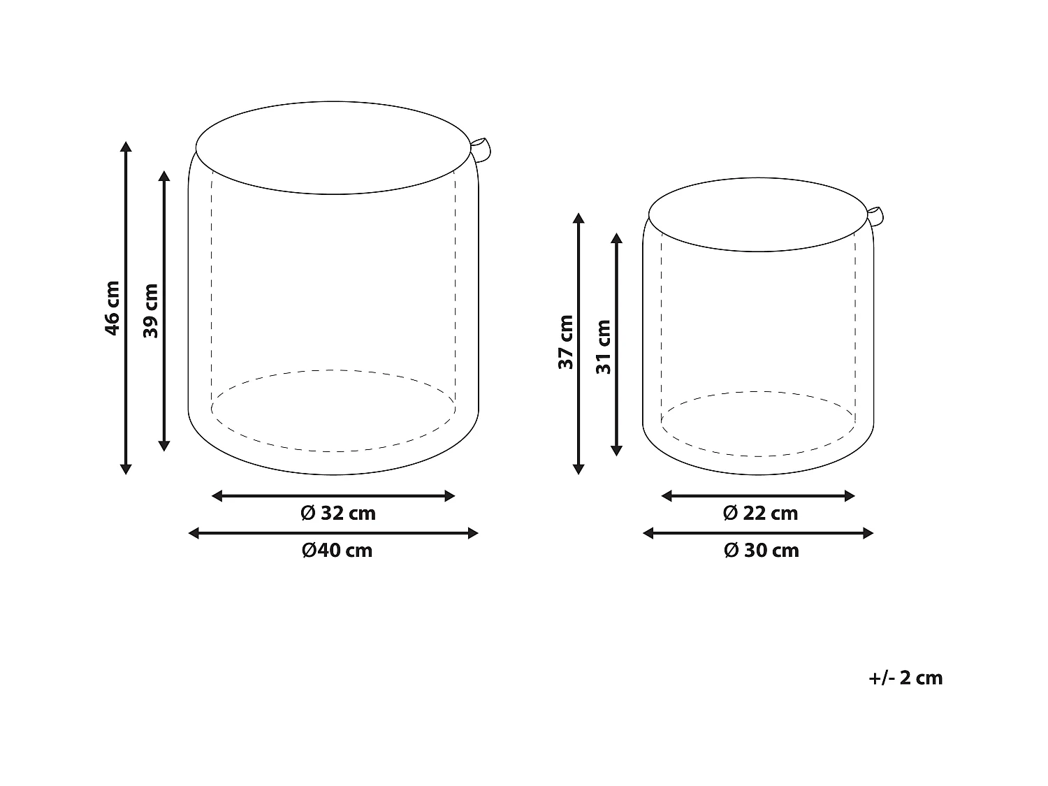 Conjunto de 2 pufs con almacenaje BEREA Bouclé Marrón claro 30/40 cm 30/40 cm 37/46 cm