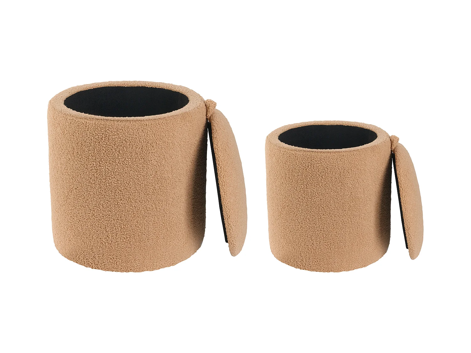 Conjunto de 2 pufs con almacenaje BEREA Bouclé Marrón claro 30/40 cm 30/40 cm 37/46 cm