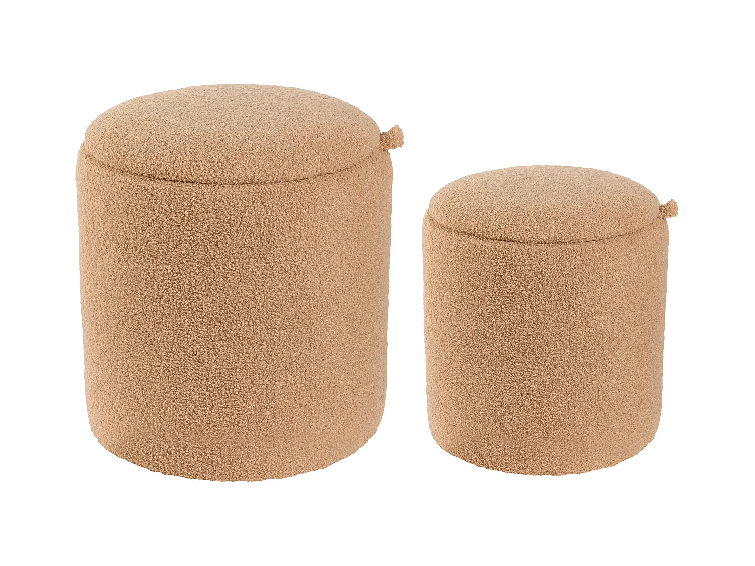 Lot de 2 poufs avec rangement BEREA Bouclé Marron clair