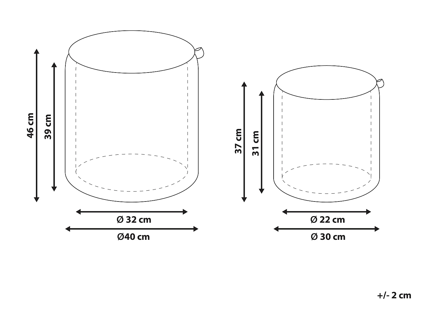 Lot de 2 poufs avec rangement BEREA Bouclé Marron clair