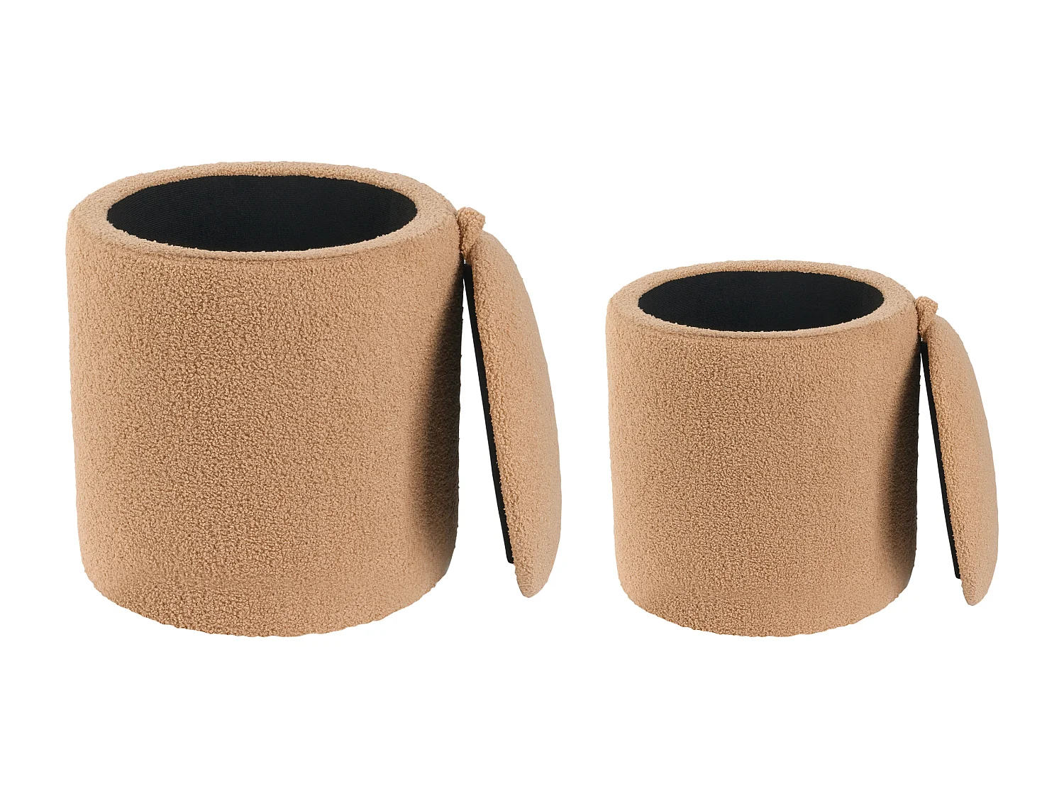 Lot de 2 poufs avec rangement BEREA Bouclé Marron clair