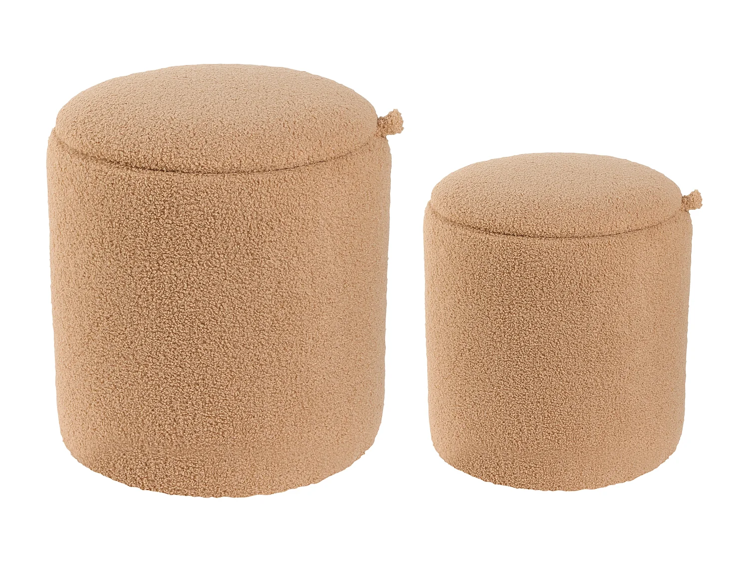 Lot de 2 poufs avec rangement BEREA Bouclé Marron clair