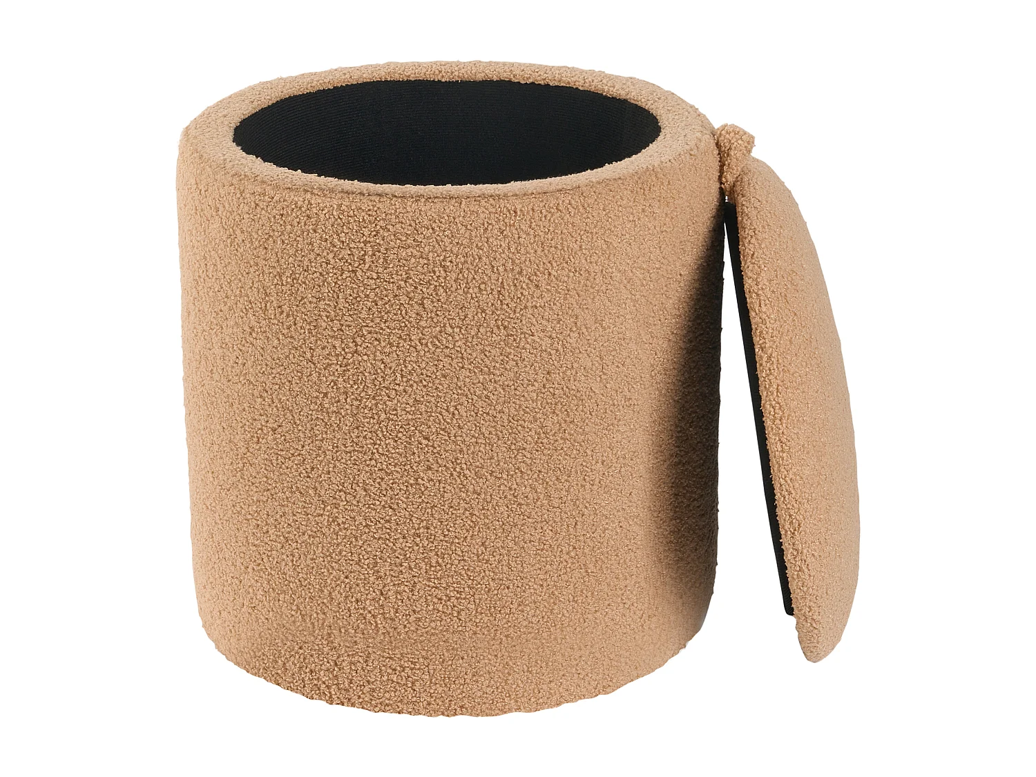 Lot de 2 poufs avec rangement BEREA Bouclé Marron clair