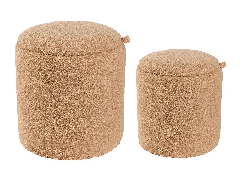 Set di 2 pouf contenitore BEREA Bouclé Marrone chiaro 30/40 cm 30/40 cm 37/46 cm