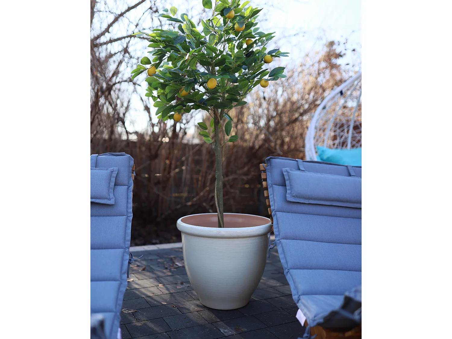 Blumenkübel TESALIA Kunststoff 49 cm Hellbeige