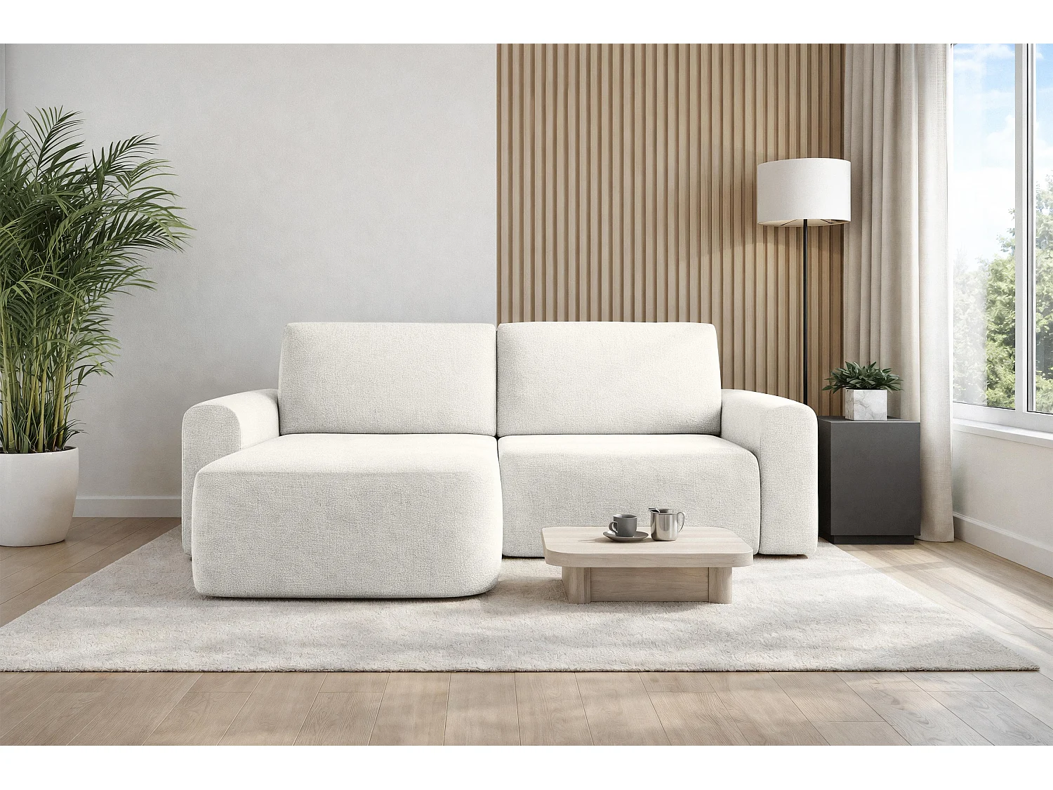 AX LIVING Sofa 250 cm Breit mit Schlaffunktion Otterton in Creme L
