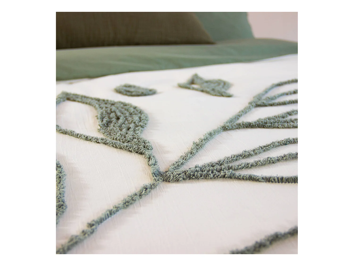 Juego de funda nórdica de algodón estampado vegetal, 2 plazas