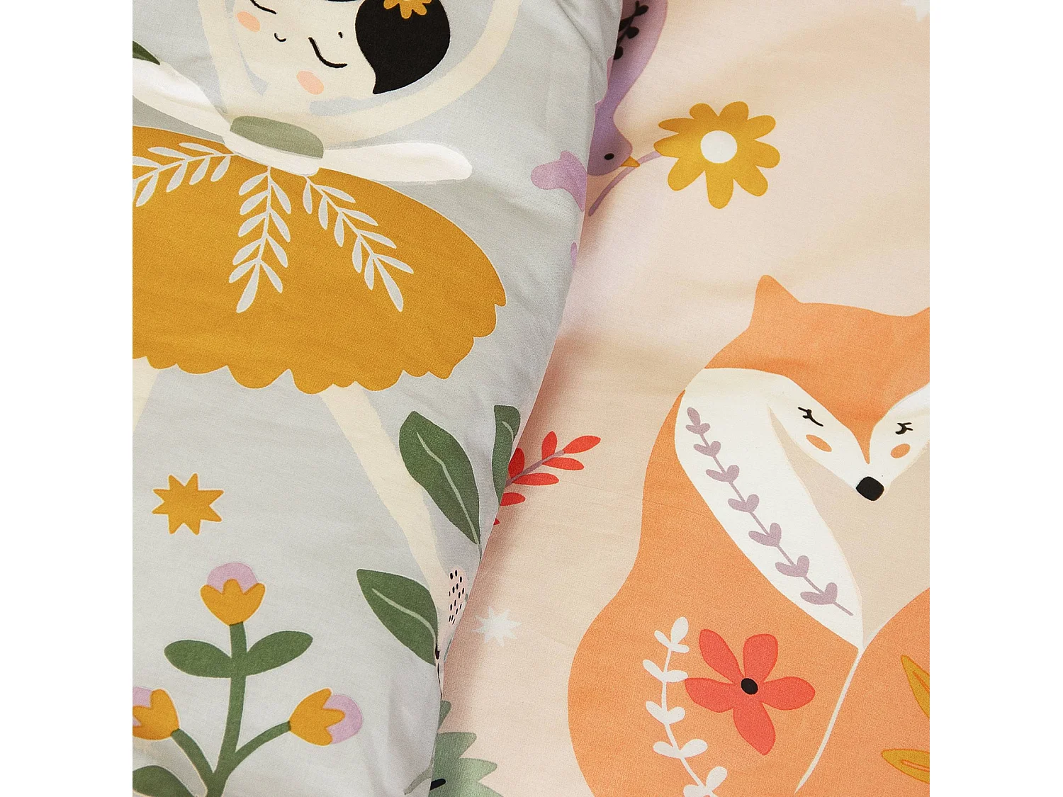 Biancheria da letto in cotone reversibile stampata unicorno/ballerina