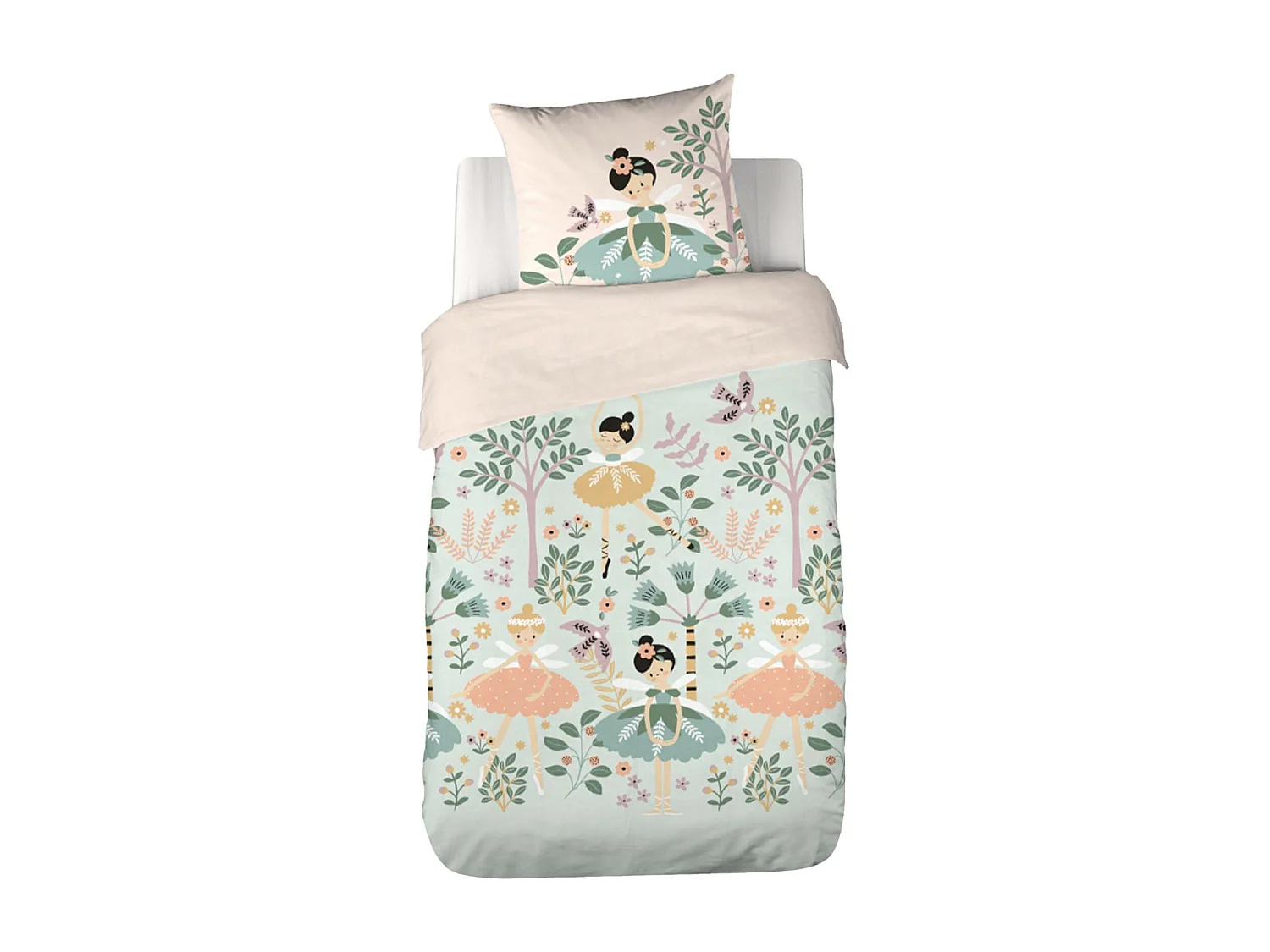 Biancheria da letto in cotone reversibile stampata unicorno/ballerina