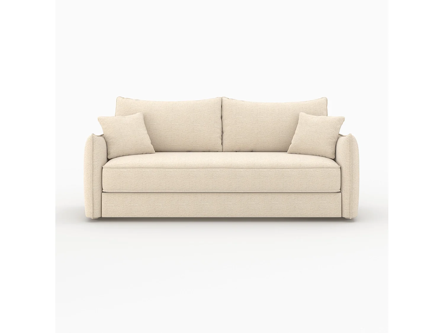 Sofá cama de 3 plazas en tela efecto lino blanco roto - Céleste