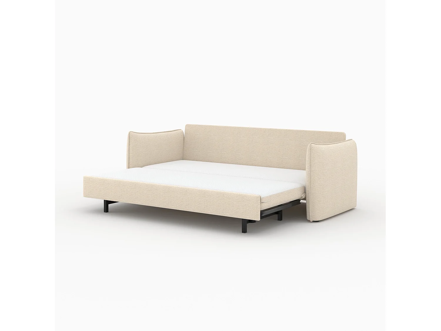 Sofá cama de 3 plazas en tela efecto lino blanco roto - Céleste