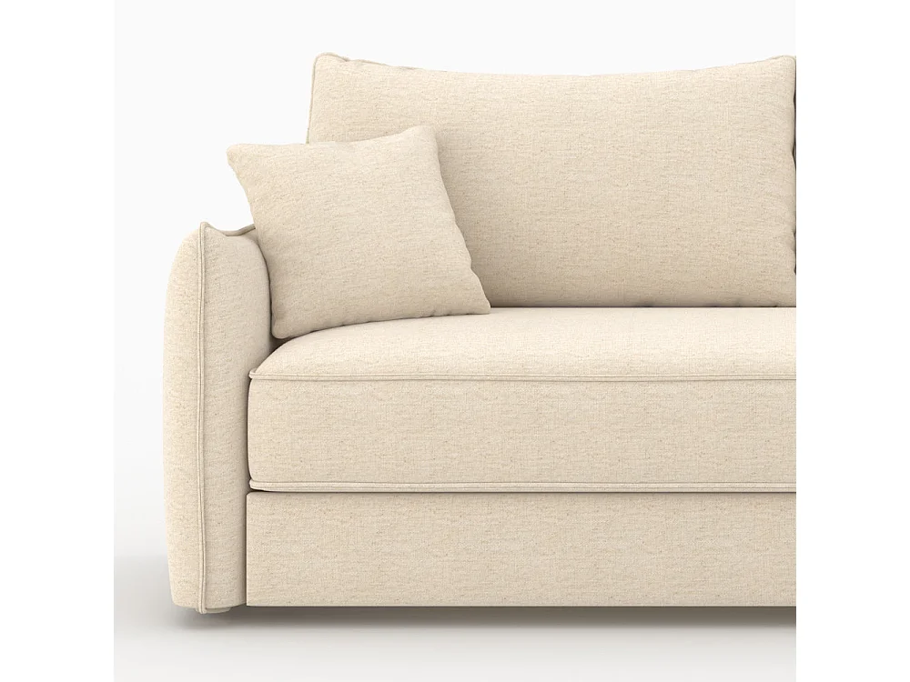 Sofá cama de 3 plazas en tela efecto lino blanco roto - Céleste