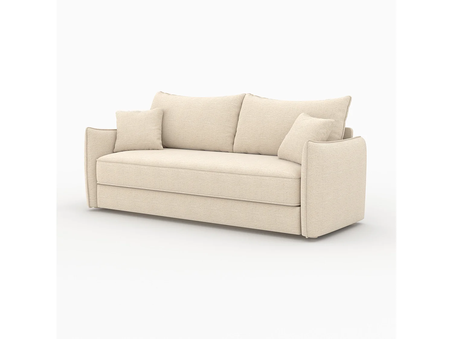 Sofá cama de 3 plazas en tela efecto lino blanco roto - Céleste