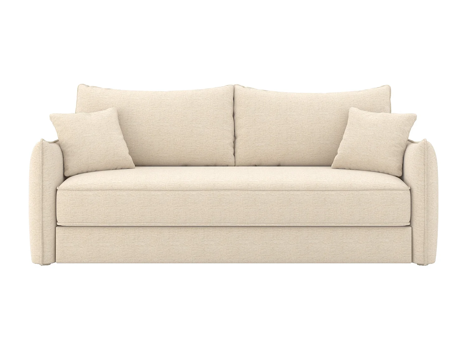 Divano letto 3 posti in tessuto effetto lino bianco sporco - Céleste