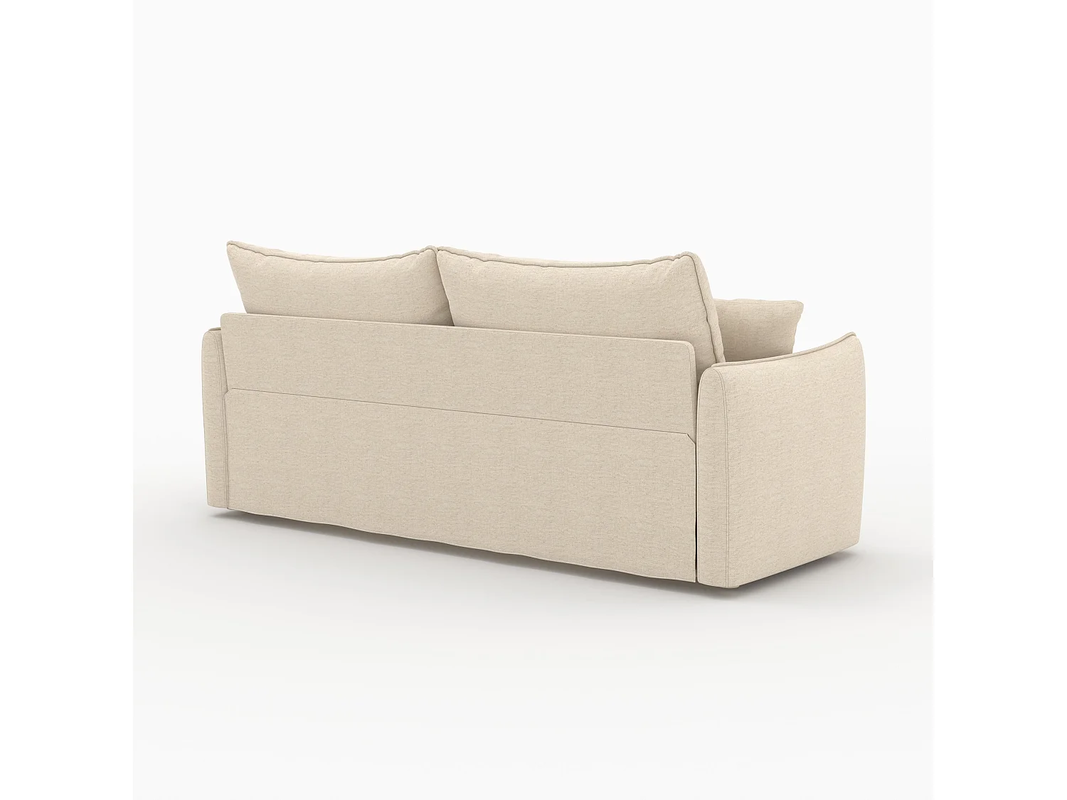 Divano letto 3 posti in tessuto effetto lino bianco sporco - Céleste