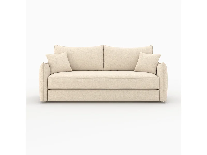 Sofá cama de 3 plazas en tela efecto lino blanco roto - Céleste