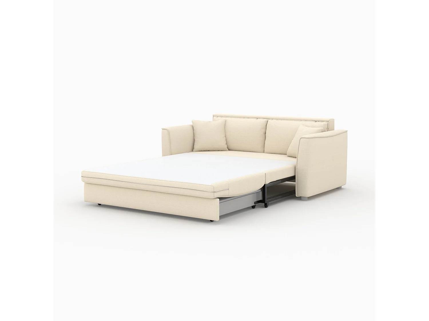 Sofá cama de 2 plazas en tela texturizada beige - Olympe