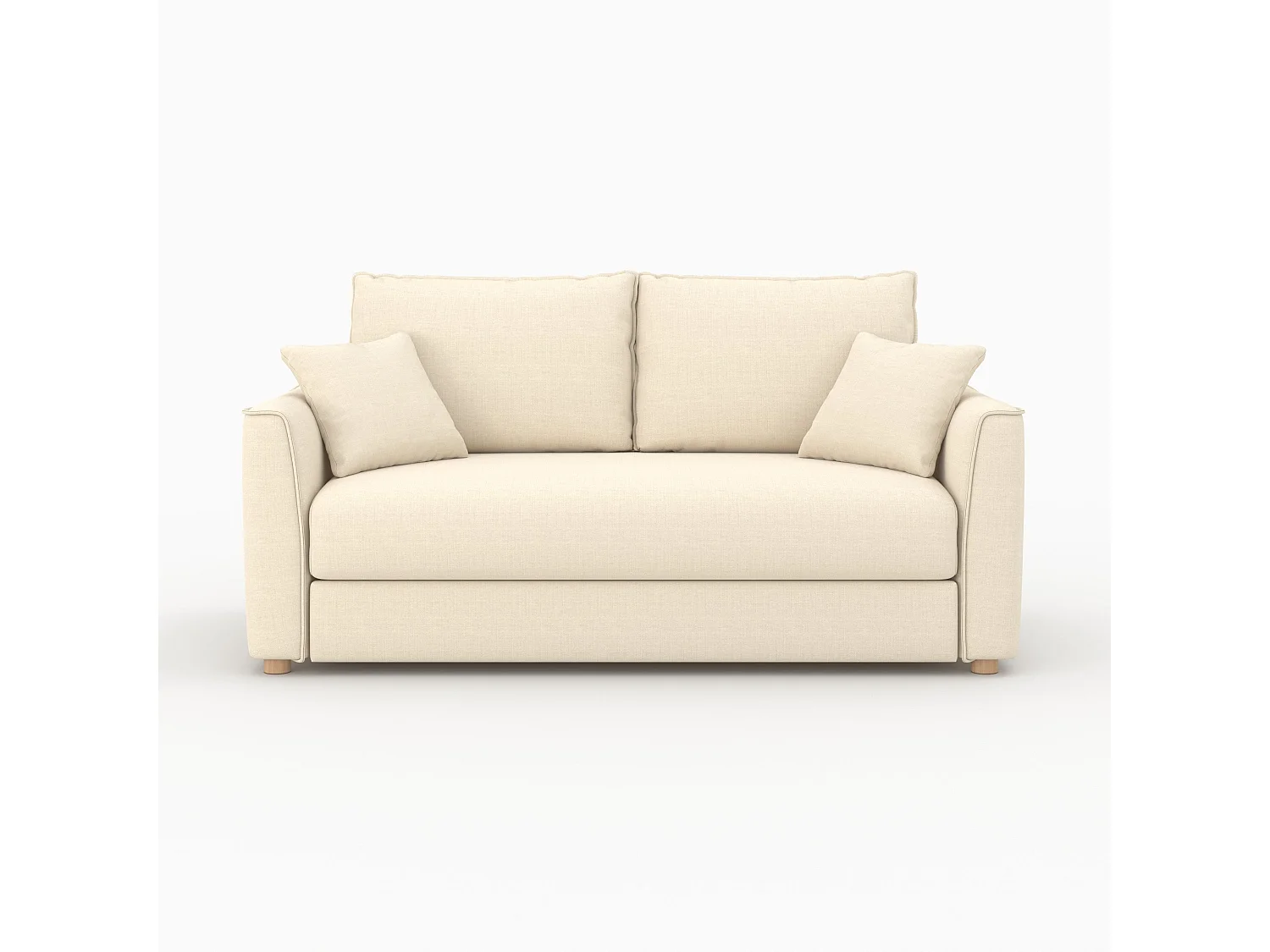 Canapé convertible 2 places en tissu texturé beige - Olympe