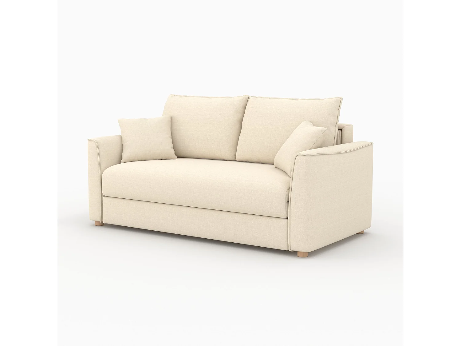 Canapé convertible 2 places en tissu texturé beige - Olympe