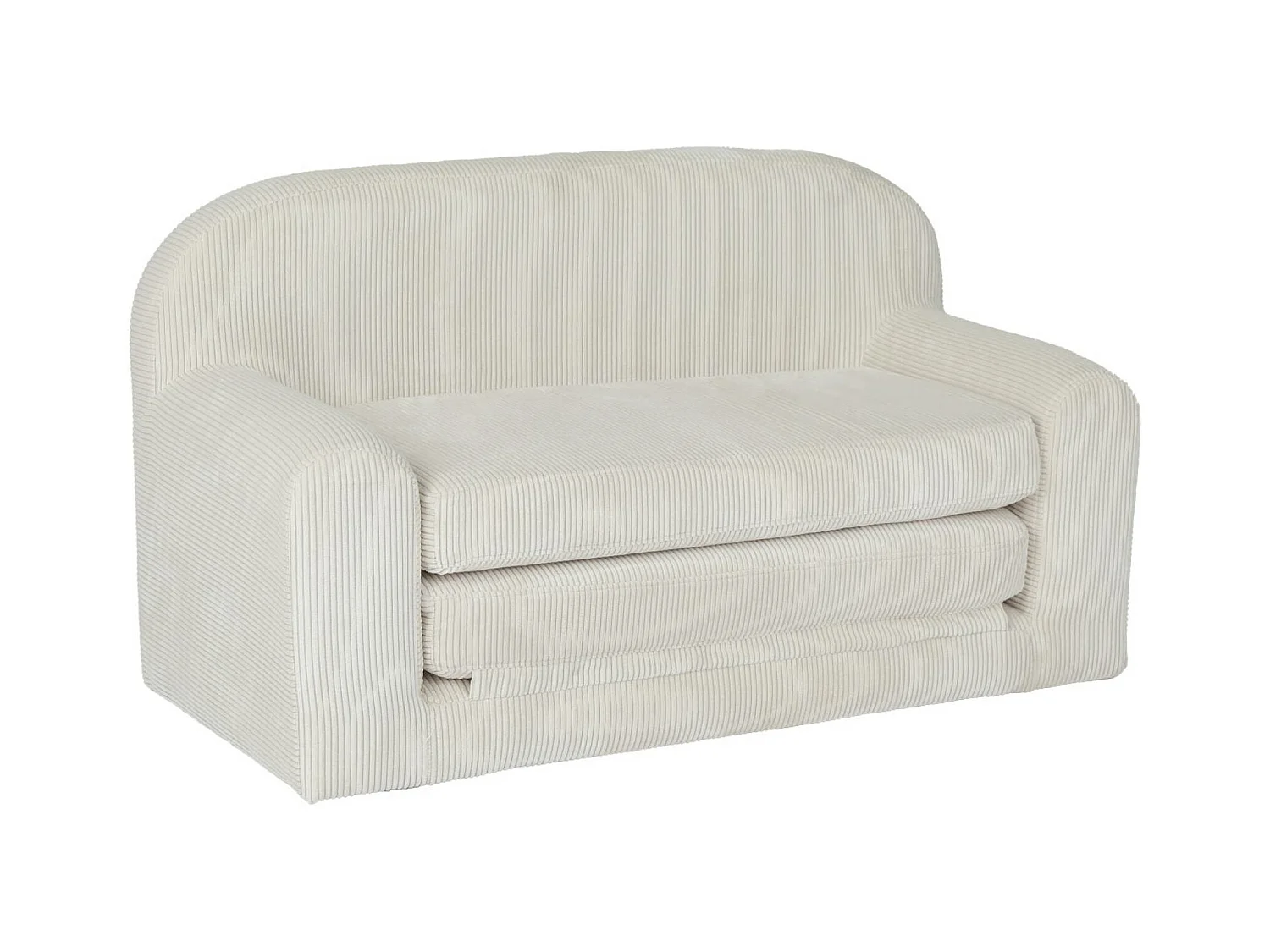 Sofá cama infantil de pana desplegable crema