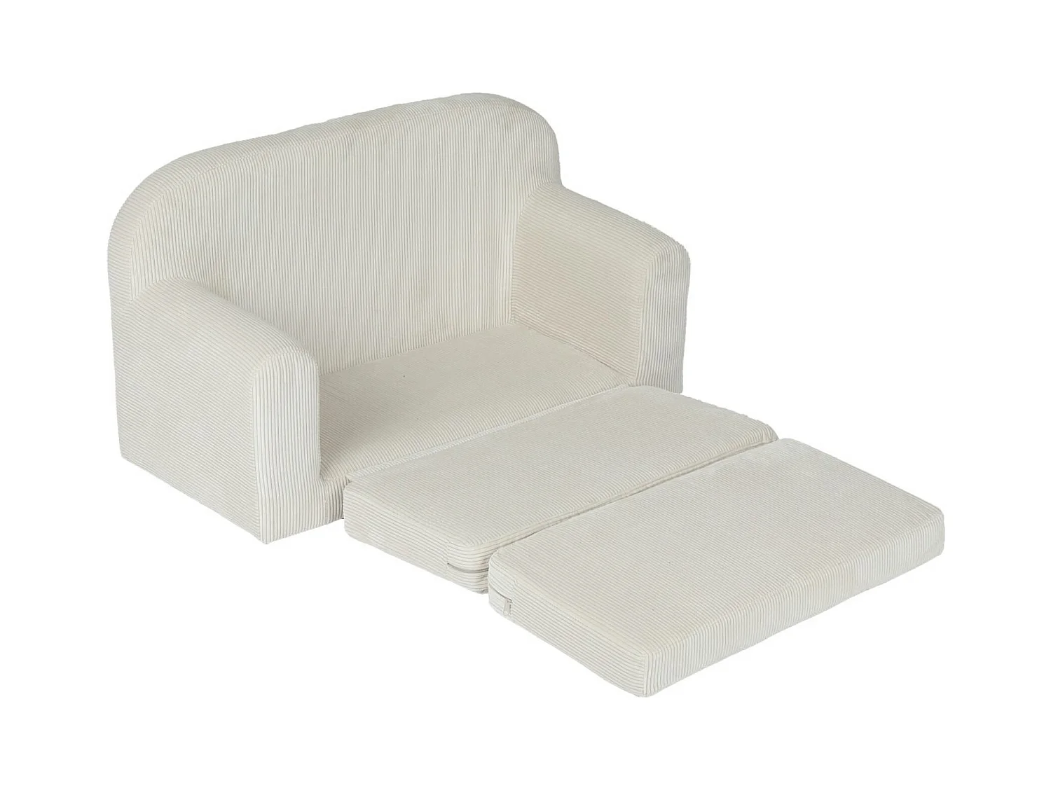 Sofá cama infantil de pana desplegable crema