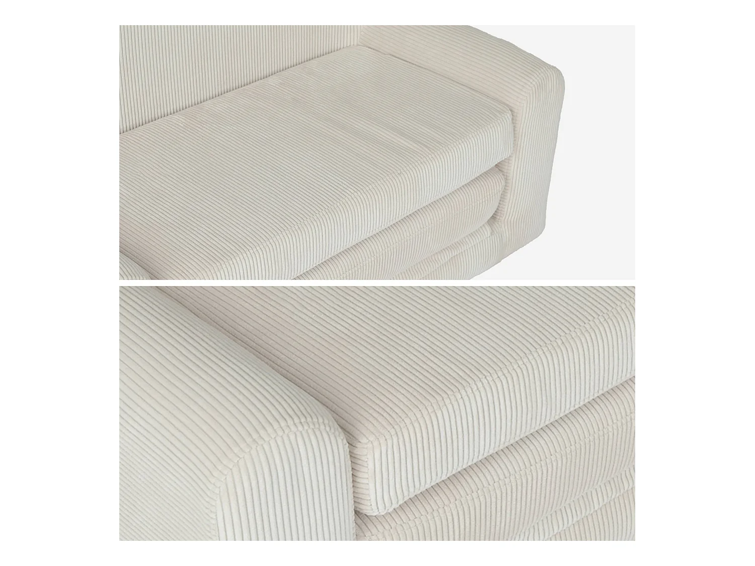 Sofá cama infantil de pana desplegable crema