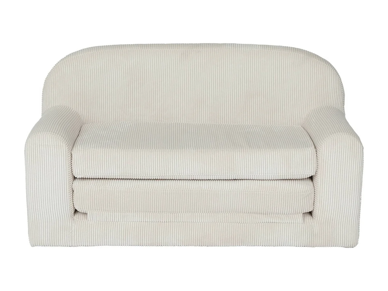 Canapé lit enfant en velours côtelé dépliable. couleur crème. L 90 x P 43 x H 51.5 cm