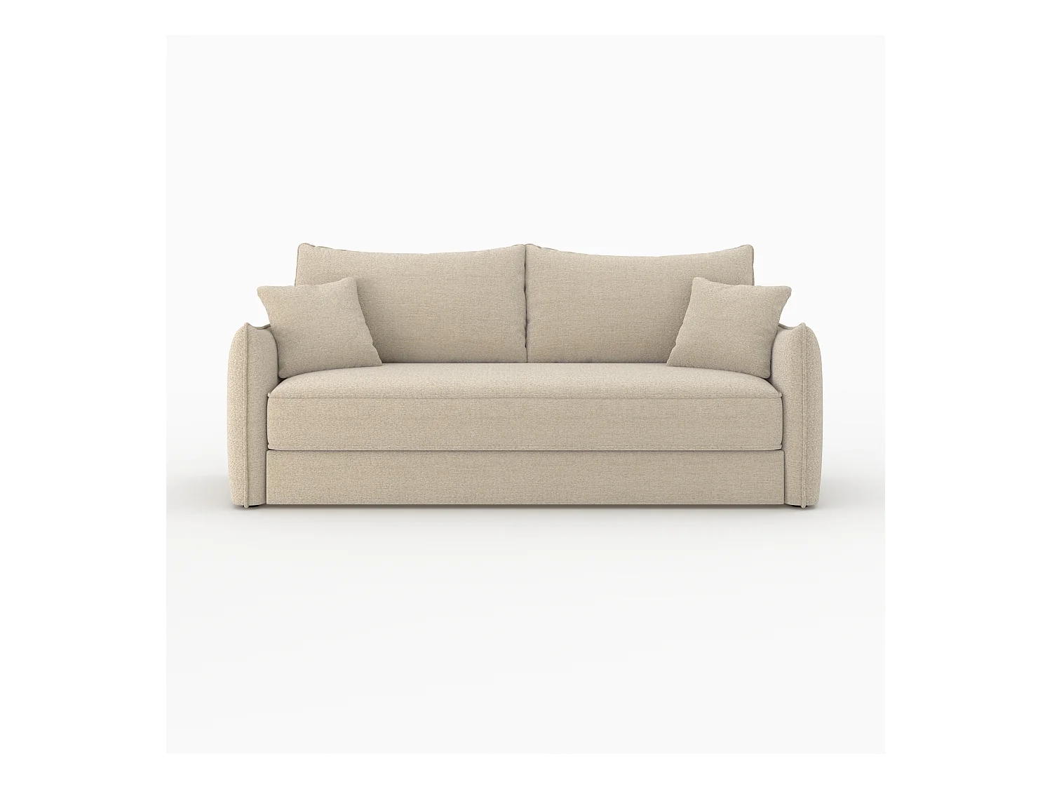 Divano letto 3 posti in tessuto effetto lino beige - Céleste