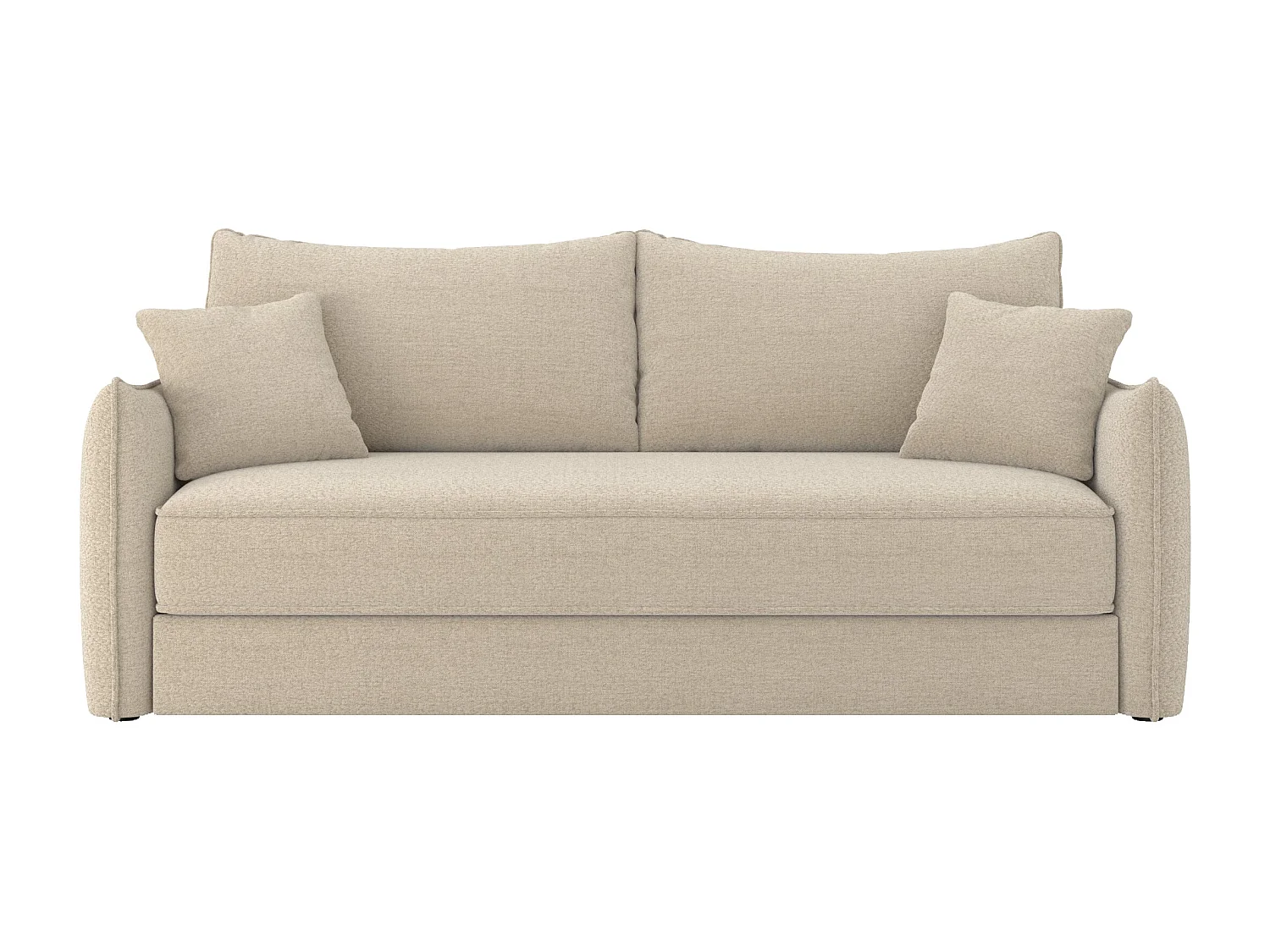 Divano letto 3 posti in tessuto effetto lino beige - Céleste