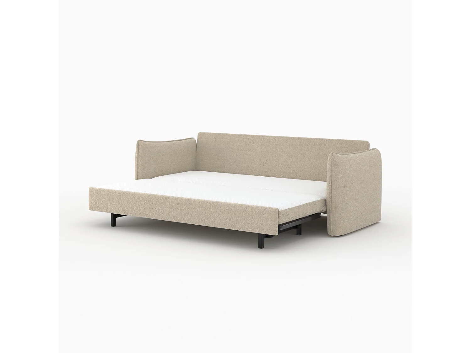 Divano letto 3 posti in tessuto effetto lino beige - Céleste
