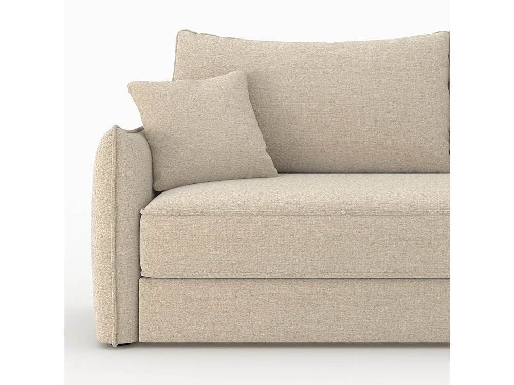 Divano letto 3 posti in tessuto effetto lino beige - Céleste