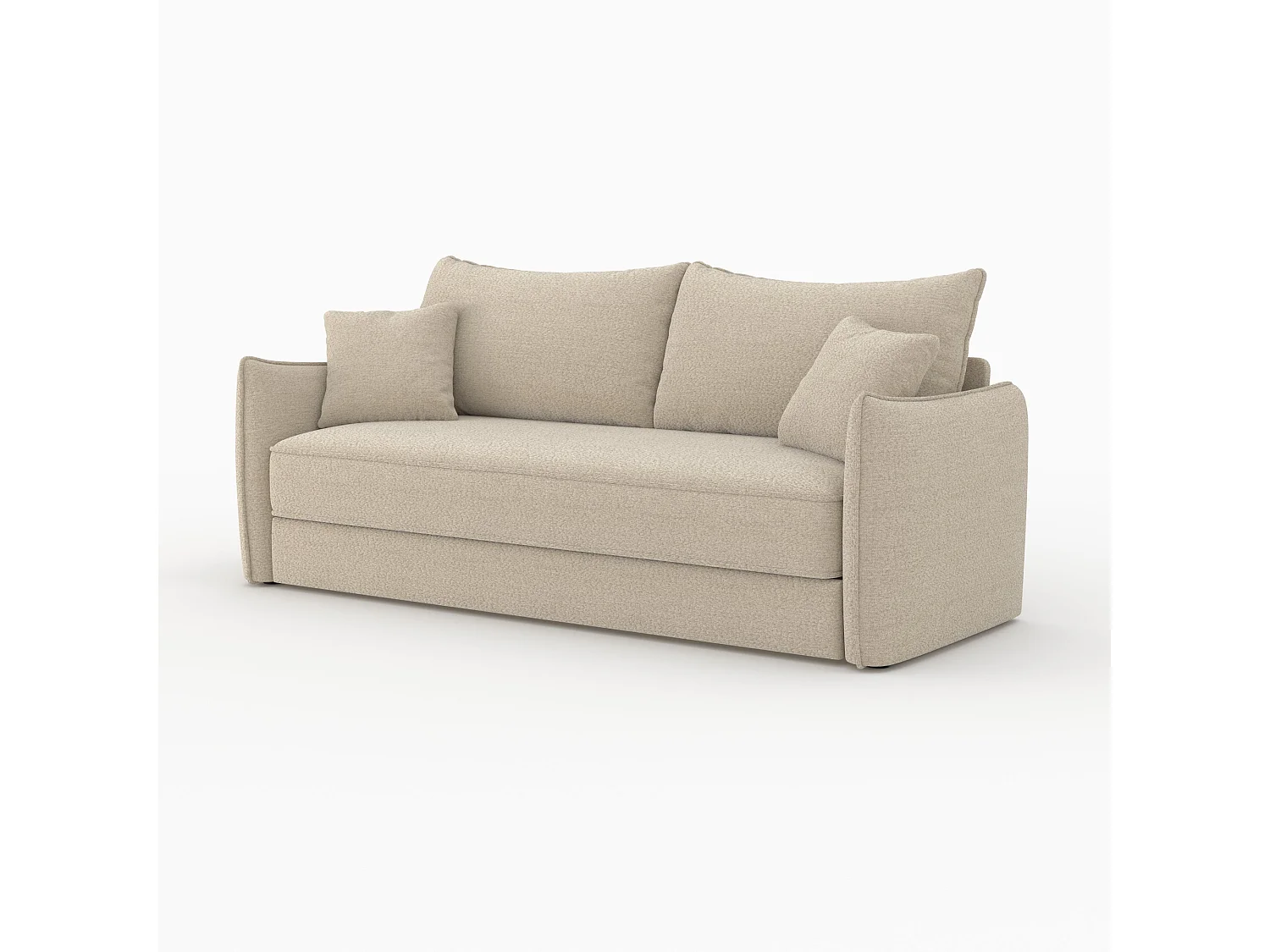 Divano letto 3 posti in tessuto effetto lino beige - Céleste