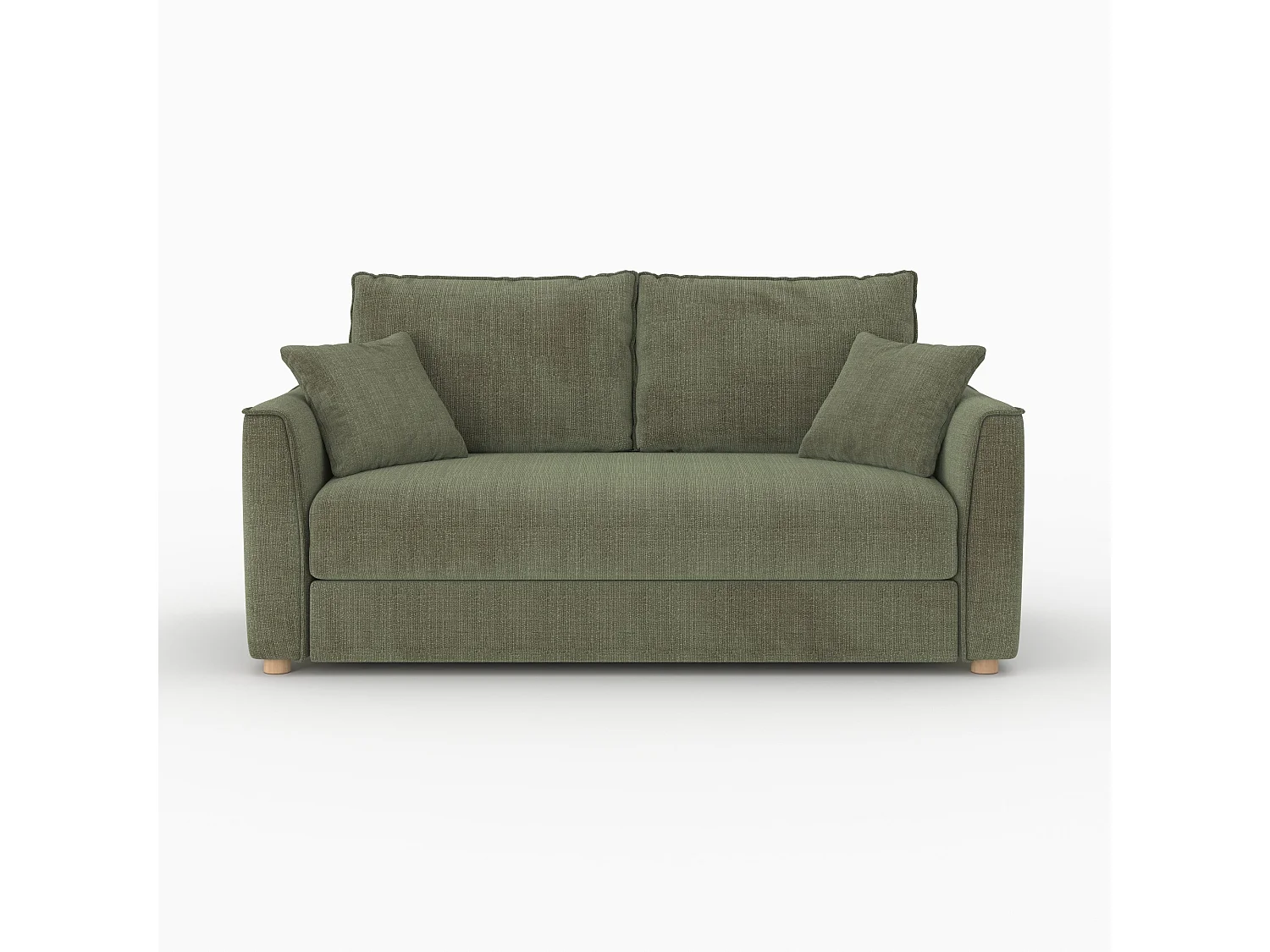 Canapé convertible 2 places en tissu texturé vert kaki - Olympe