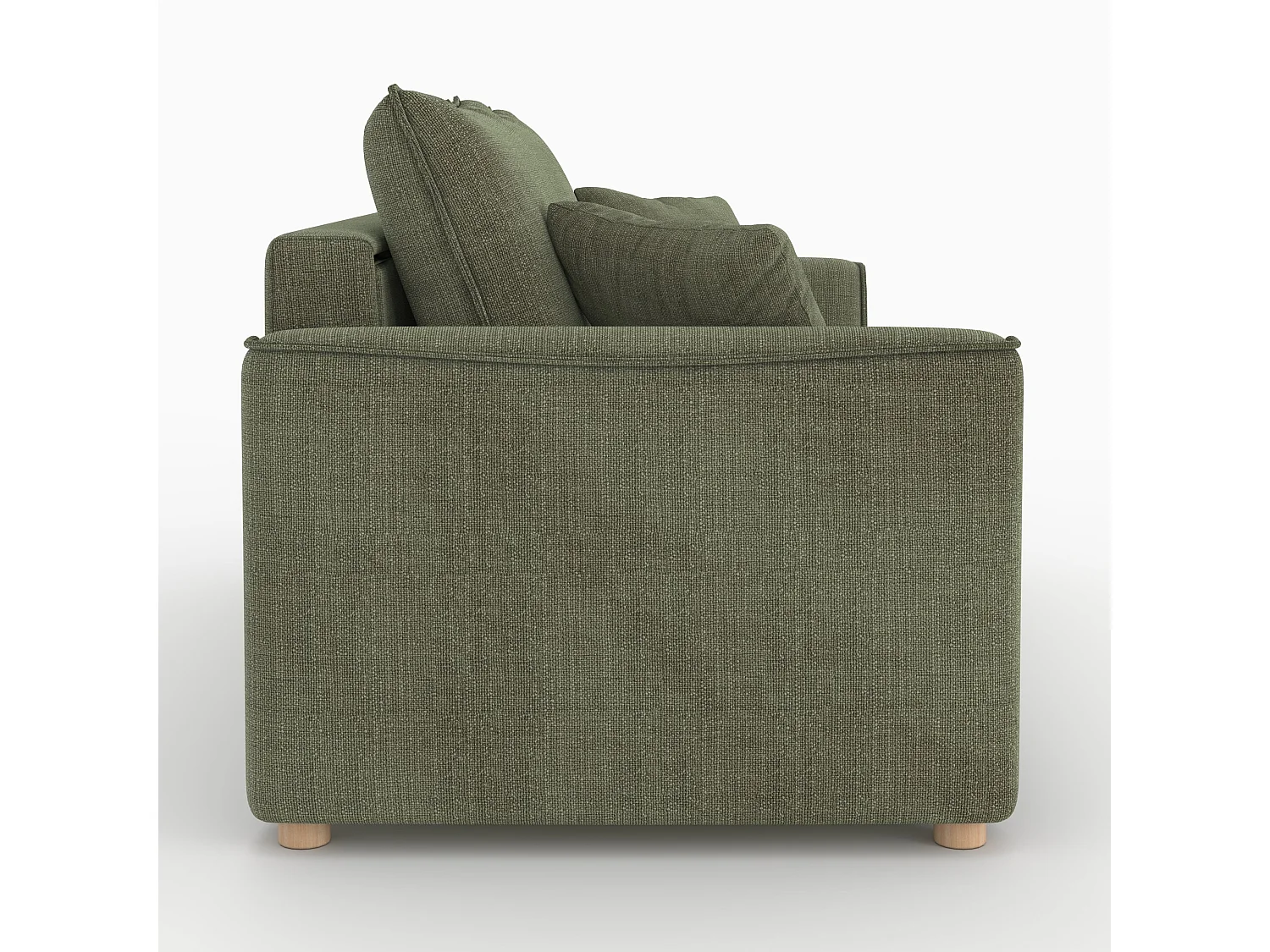 Canapé convertible 2 places en tissu texturé vert kaki - Olympe