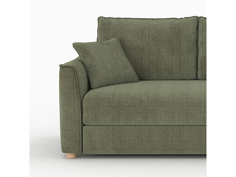 Canapé convertible 2 places en tissu texturé vert kaki - Olympe