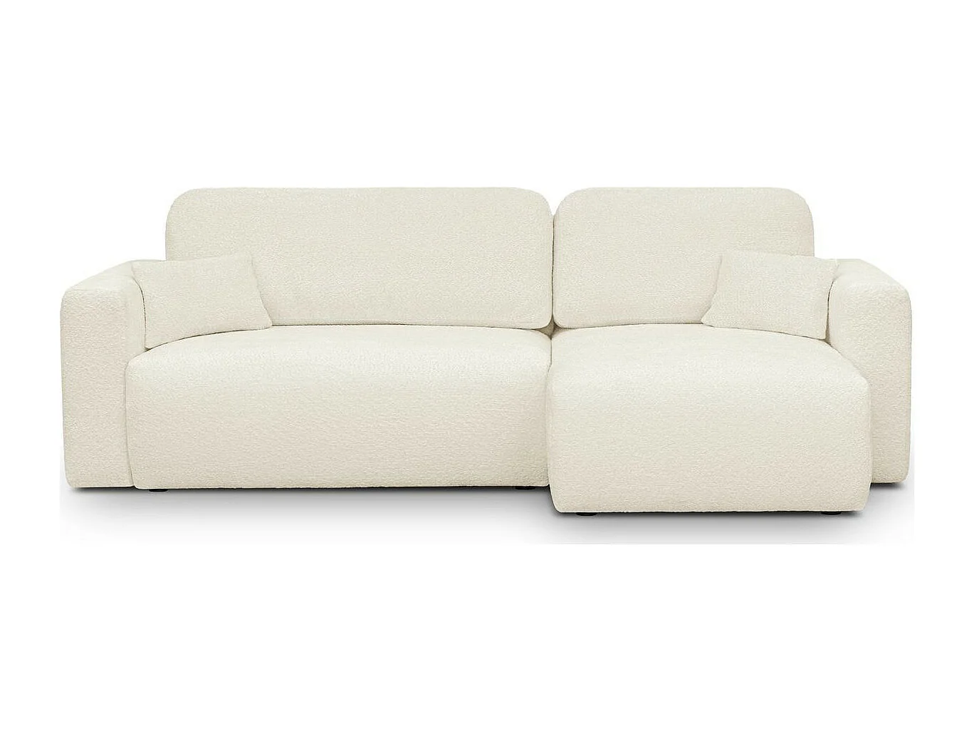 Canapé d'angle réversible convertible 4 places avec coffre de rangement en tissu bouclé beige - Davis