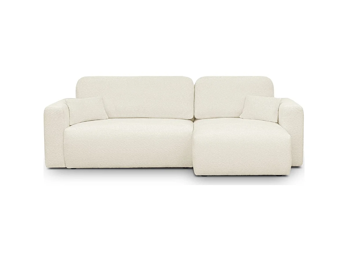 Canapé d'angle convertible 4 places avec coffre en tissu beige DAVIS