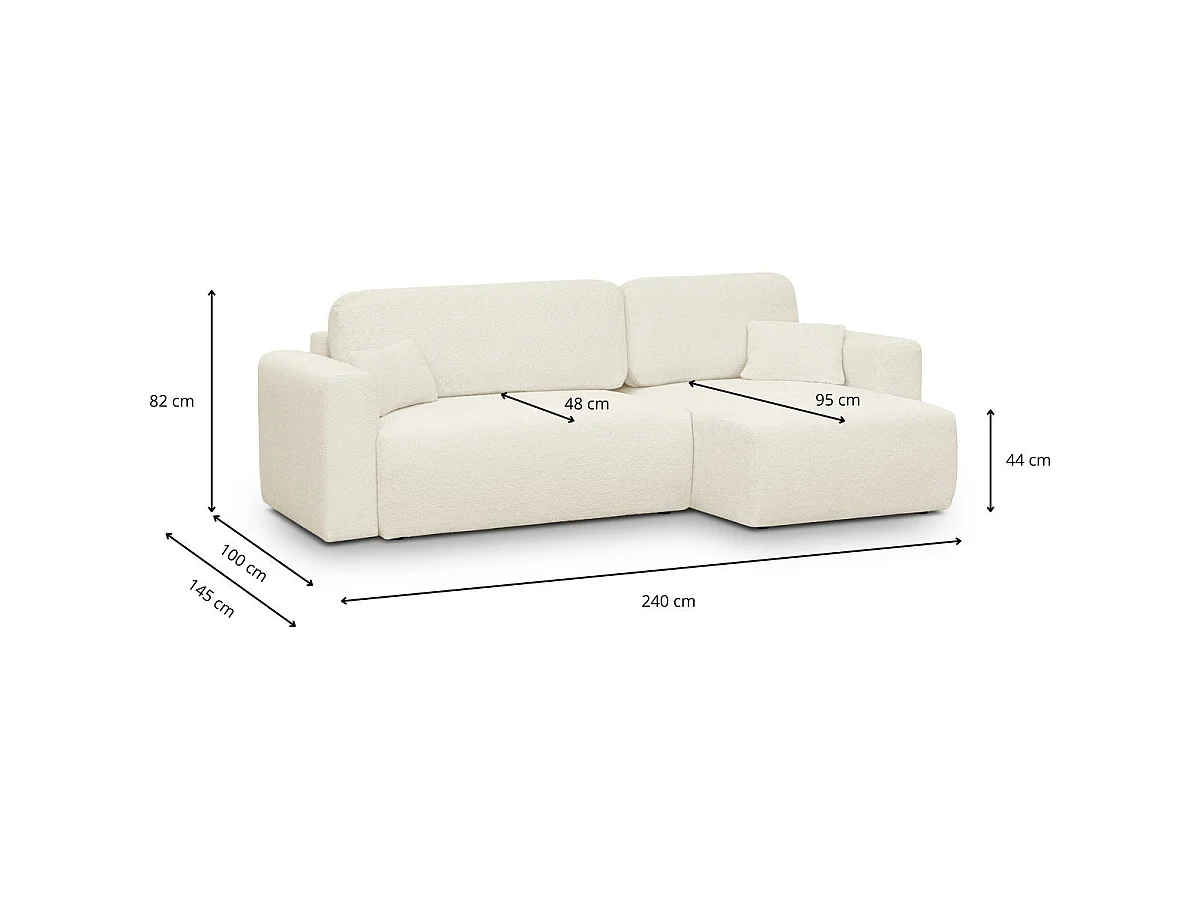 Canapé d'angle convertible 4 places avec coffre en tissu beige DAVIS