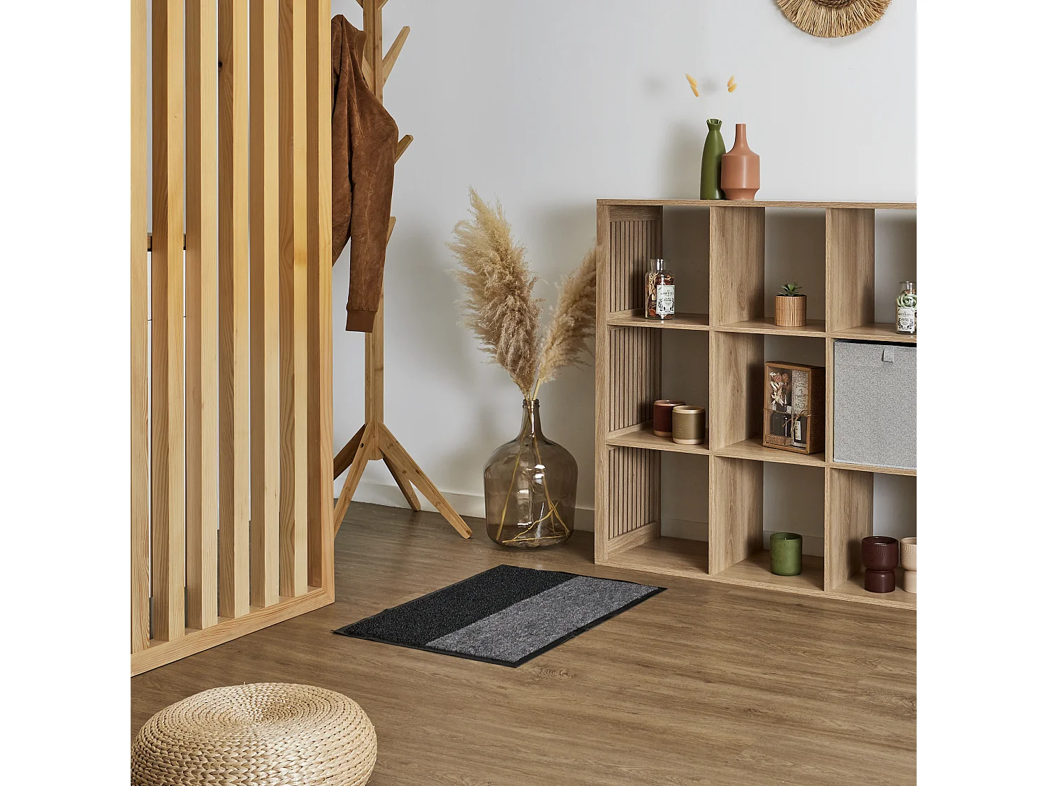 Paillasson Brossant "2 en 1" 50x70cm Noir & Gris