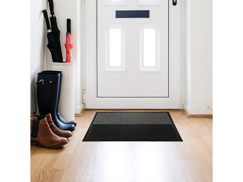 Paillasson Brossant "2 en 1" 50x70cm Noir & Gris