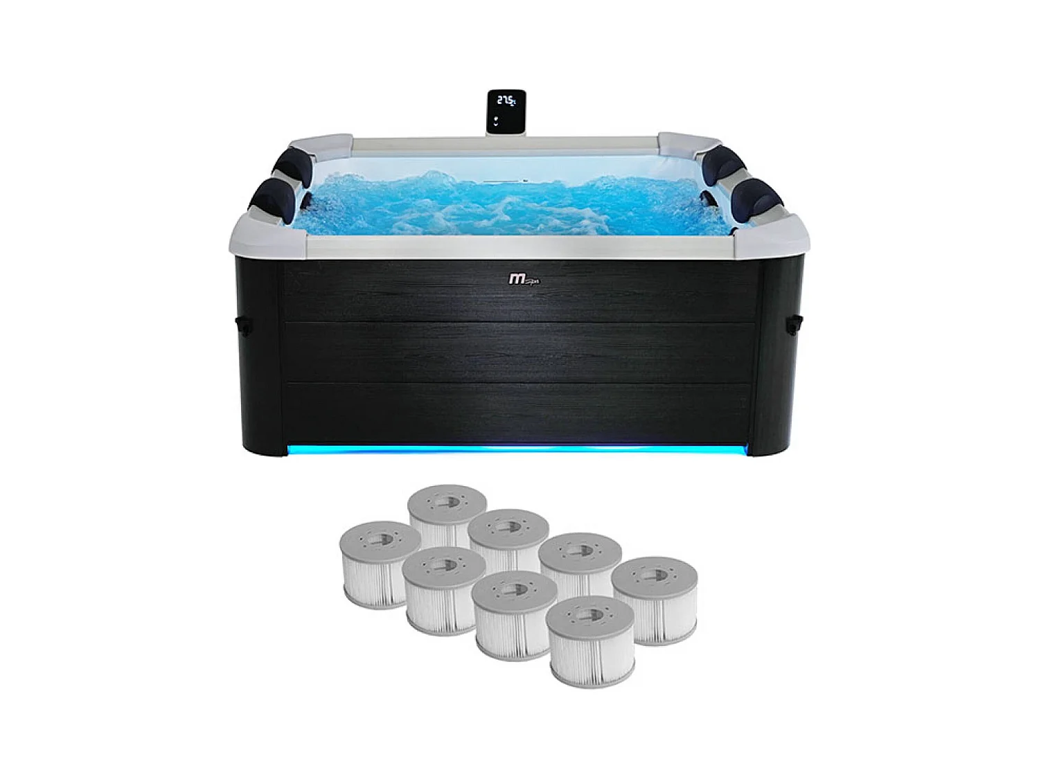 Spa rigide MSPA 6 places 4 coussins hydromassages. 8 filtres + bâche incluse 180 cm x 65 cm