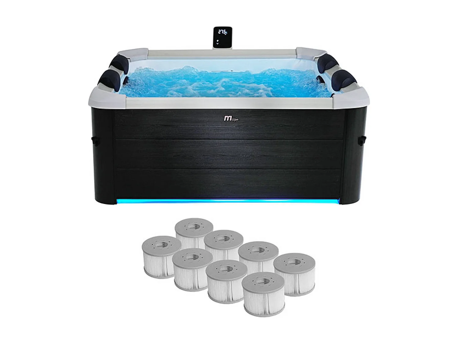 Spa rigide MSPA 6 places 4 coussins hydromassages. 8 filtres + bâche incluse 180 cm x 65 cm
