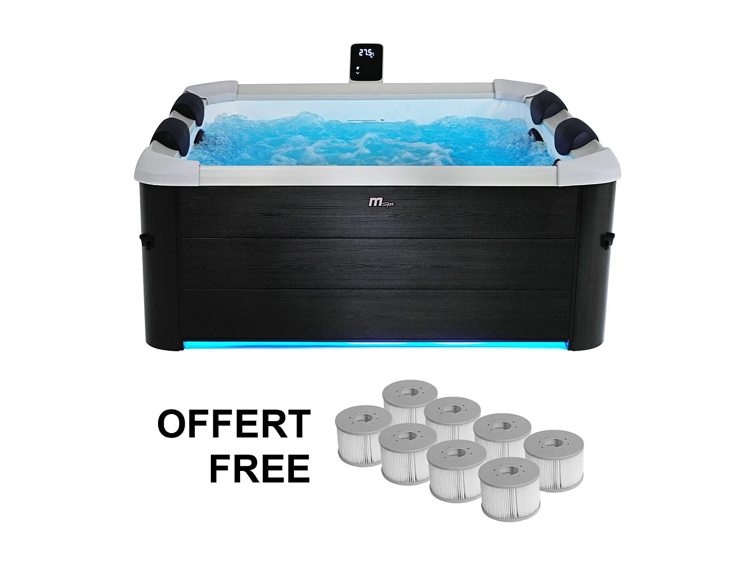 Spa rigide MSPA 6 places 4 coussins hydromassages. 8 filtres + bâche incluse 180 cm x 65 cm