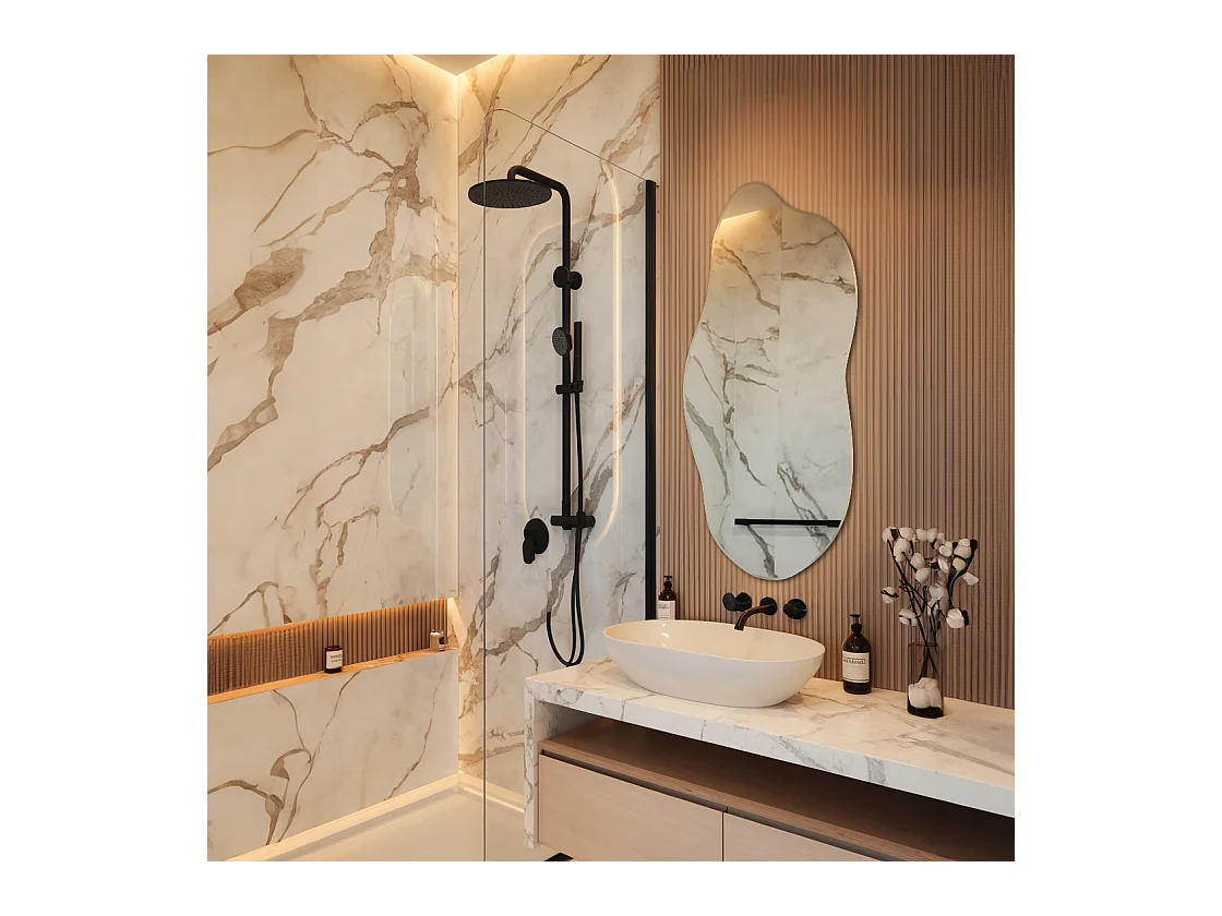 Asymmetrischer Spiegel 35x80 cm – Moderne Wanddekoration für Wohnzimmer oder Badezimmer