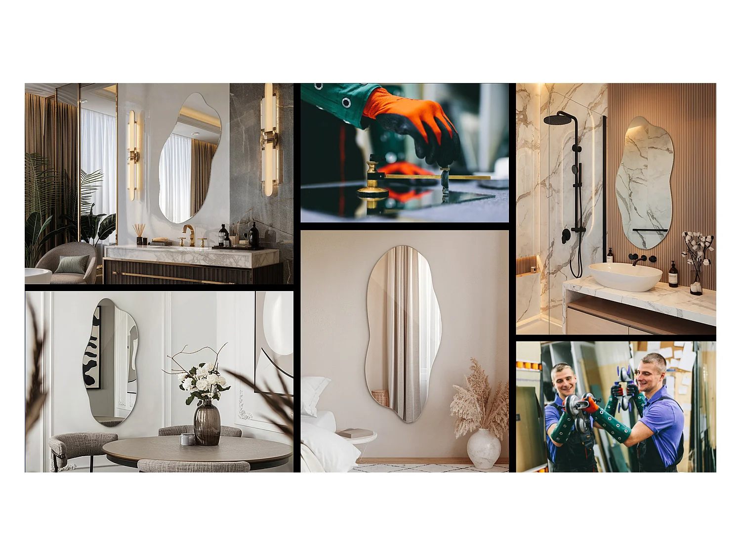 Asymmetrischer Spiegel 35x80 cm – Moderne Wanddekoration für Wohnzimmer oder Badezimmer