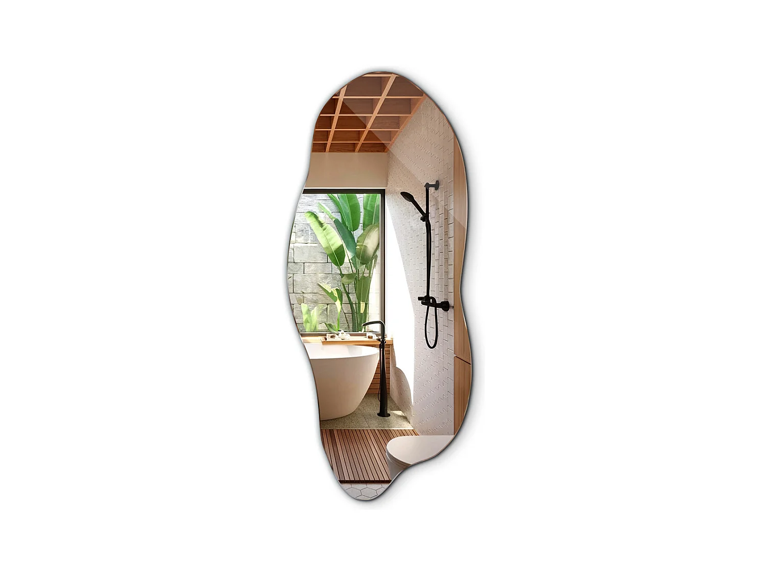 Miroir Asymétrique Organique 35x80 cm – Décoration Murale Moderne pour Salon ou Salle de Bain