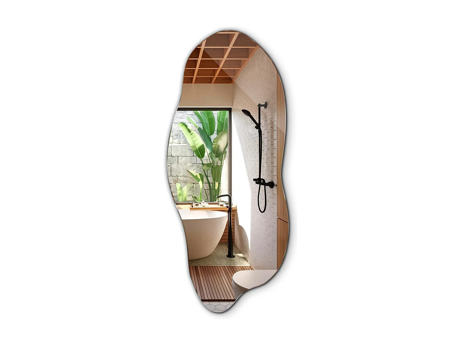 Asymmetrischer Spiegel 35x80 cm – Moderne Wanddekoration für Wohnzimmer oder Badezimmer