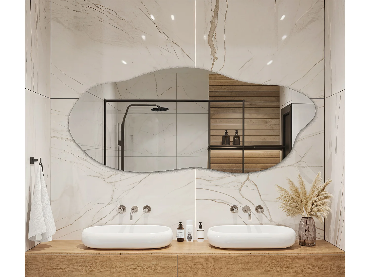 Miroir Murale Forme Irrégulière 40x90 cm – Design Original pour Chambre, Entrée ou Bureau